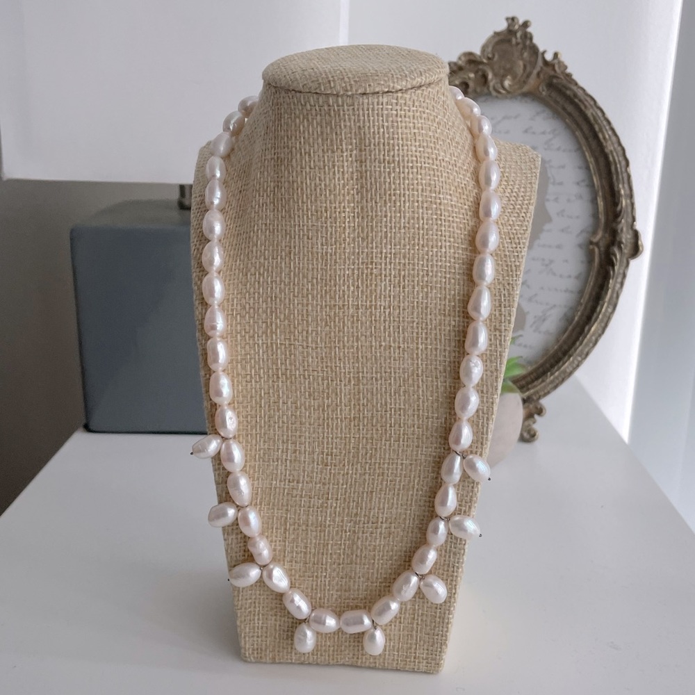 New Real Pearl Necklace with Steel Clasp